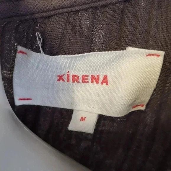 XIRENA Charcoal Gray Cotton Iconic Chelsea Gauze Mia Tiered Hem Dress(M) - Picture 9 of 11